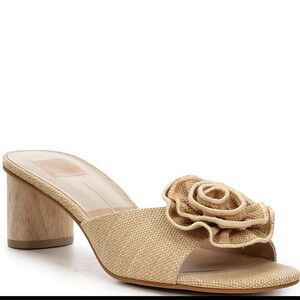 Dolce Vita, the Darly Raffia Flower Slide Sandals